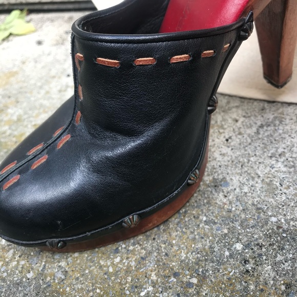 *Rare* wood clog French mule with platform heel - Picture 10 of 13